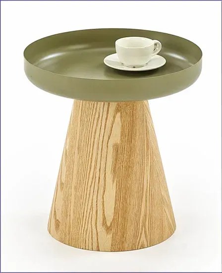 Nowoczesny naturalny stolik kawowy + zielony D9-D11
