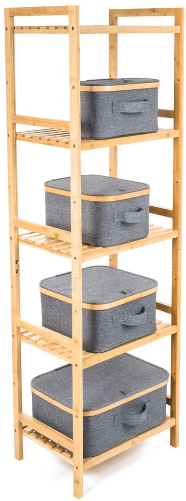 Pojemnik do przechowywania G21 40 x 30 x 15 cm, bambusowy z pokrywką, szary