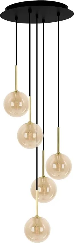 Lampa z wiszącymi beżowymi kulamo R1-H58
