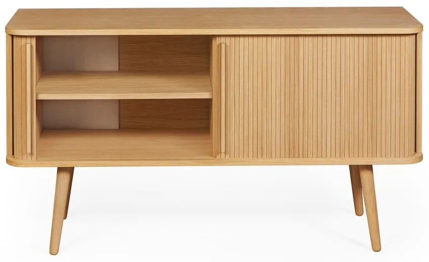 Niska komoda w dekorze dębu z drzwiami przesuwnymi 138x75 cm Rove – Woodman