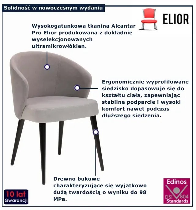 Szare welurowe krzesło kubełkowe K9-M25