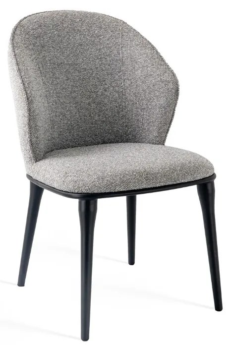 Stylowe krzesło Siena tapicerowane miękką tkaniną w odcieniu szarości. Miękkie siedzisko, zaokrąglone oparcie i metalowe nogi łączą nowoczesny wygląd z wyjątkowym komfortem.