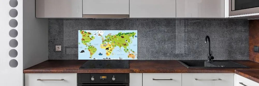 Panel do kuchni Mapa zwierzęta