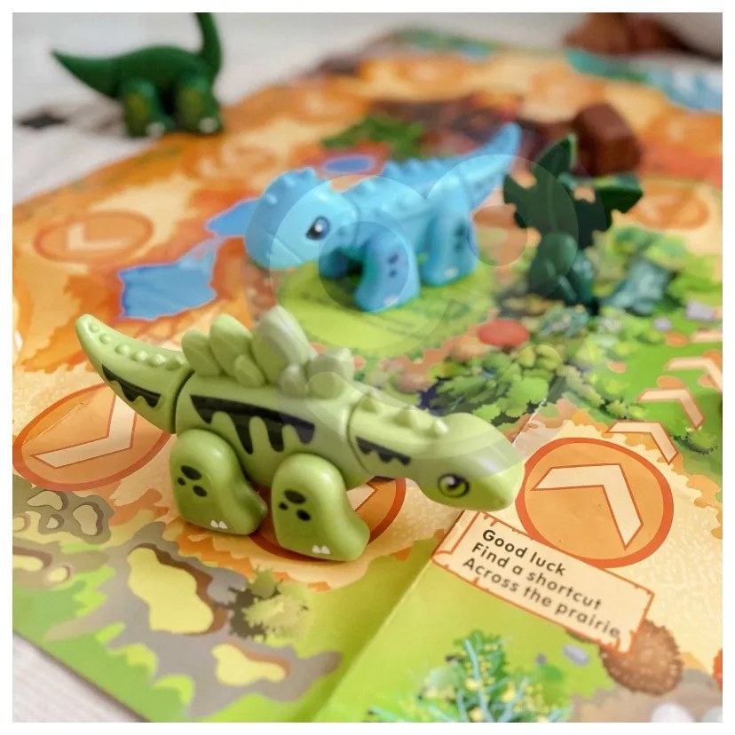 Woopie zestaw konstrukcyjny 2w1 gra planszowa dinozaury + kostka 46 el.