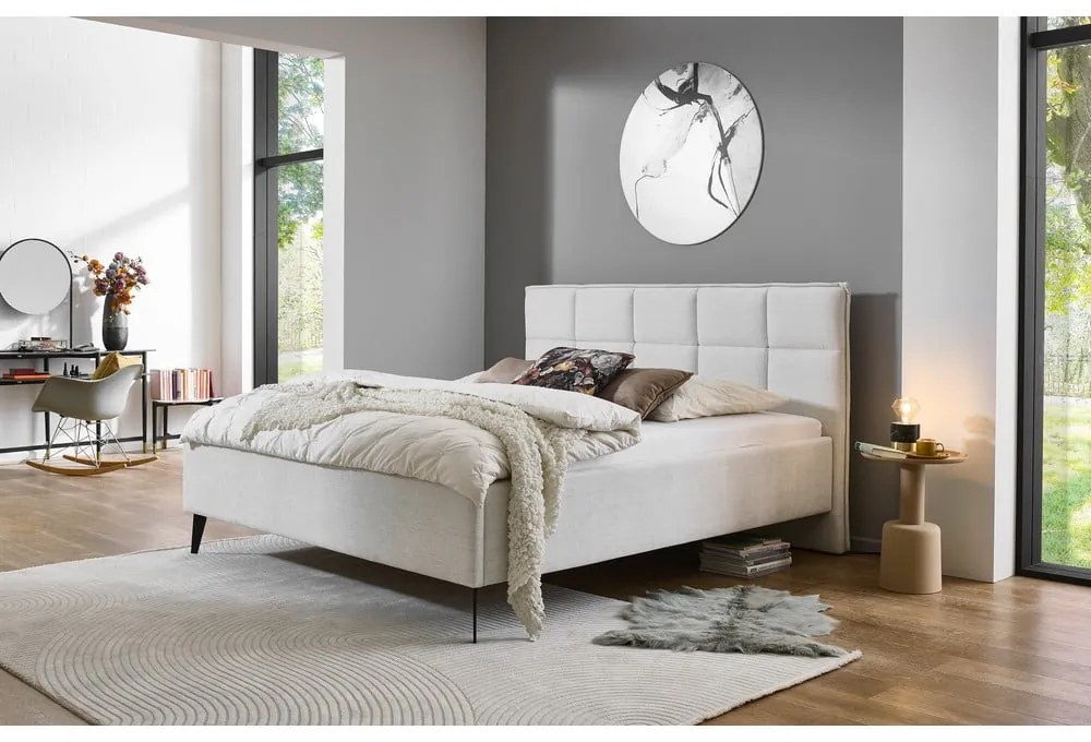 Beżowe łóżko dwuosobowe ze schowkiem ze stelażem 180x200 cm Paulo – Meise Möbel