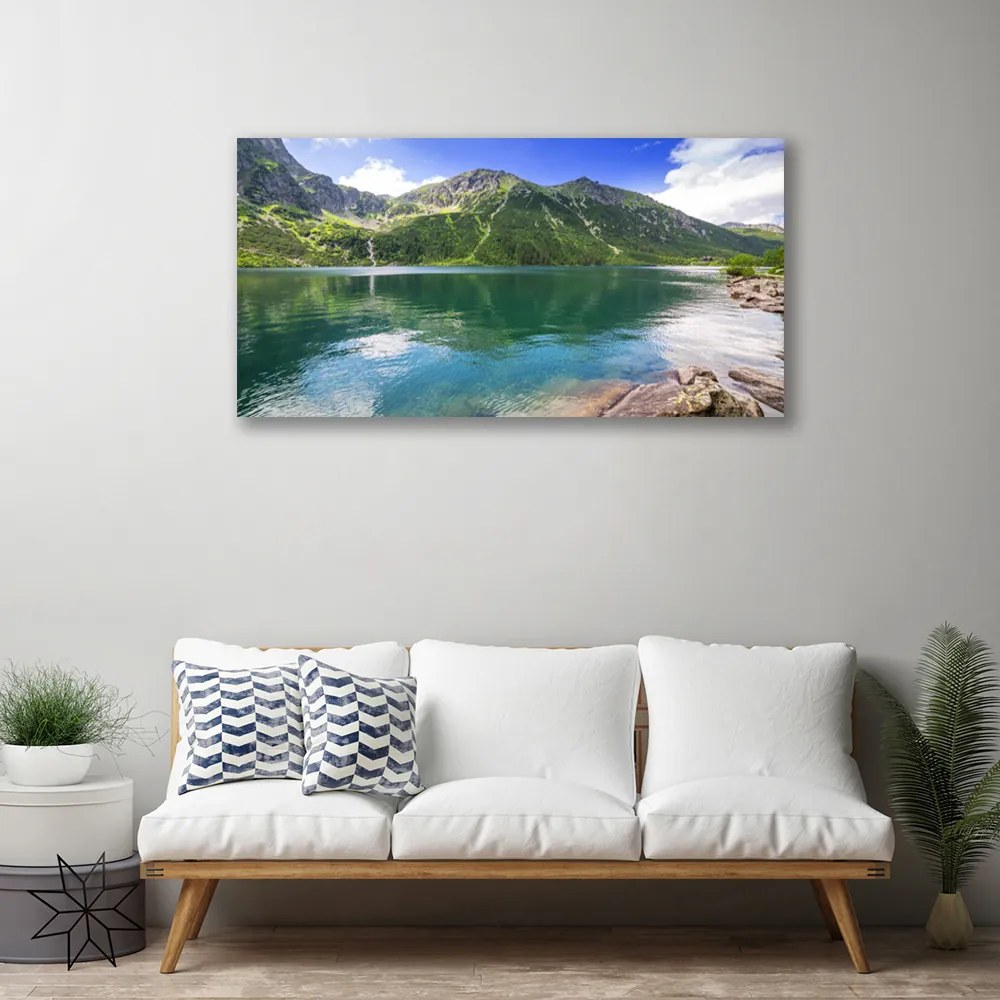 Fotoobraz na płótnie Odbicie Gór w Lustrze Wody