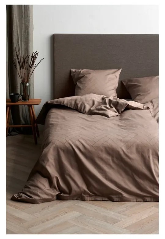 Szarobrązowa adamaszkowa pościel jednoosobowa 140x220 cm Tiles – Södahl