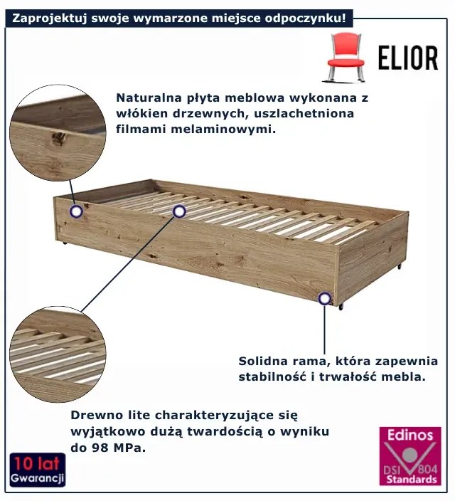 Modułowa szuflada ze stelażem pod łóżko dąb artisan R1-F76