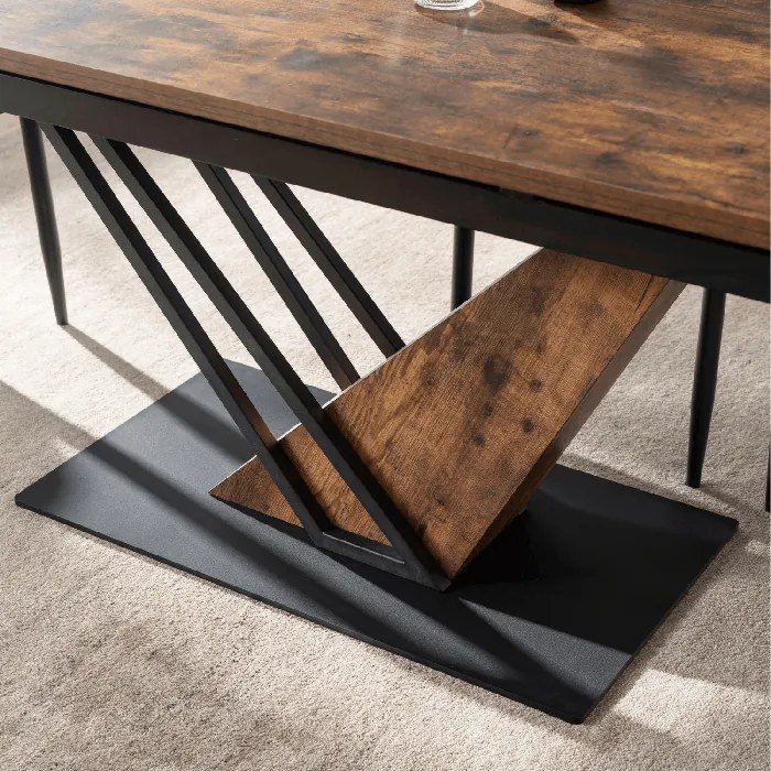 Stół Rozkładany Prostokątny REX 160-220 cm Dąb Rustykalny/Czarny do Jadalni Nowoczesny Loft