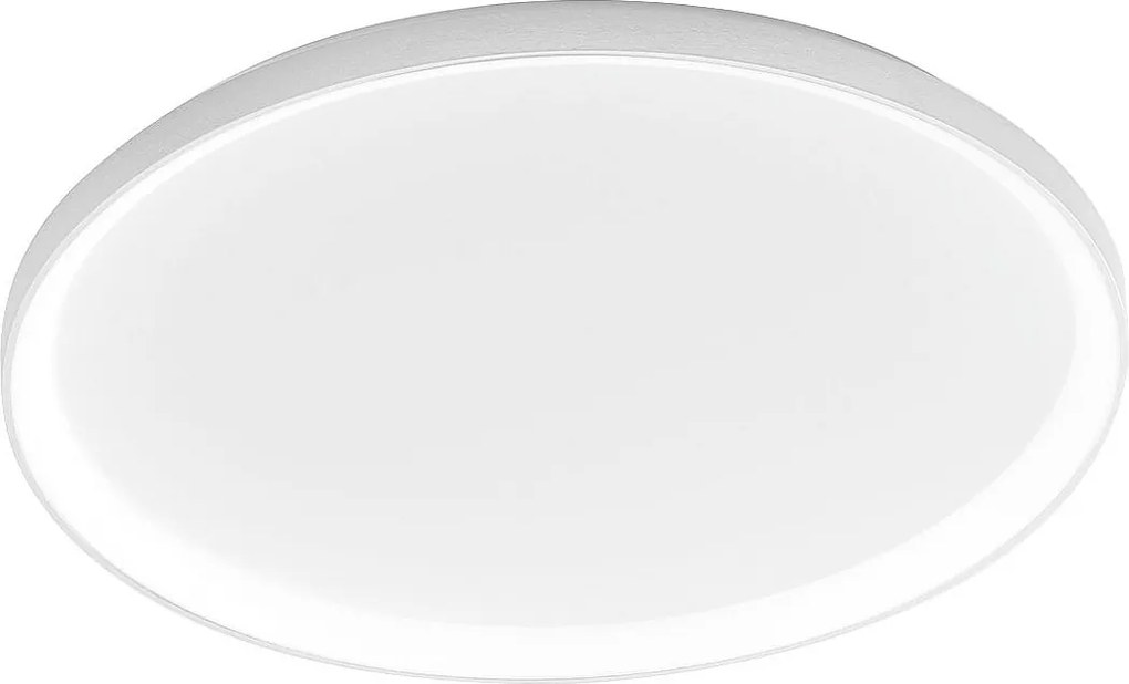 Krizia lampa sufitowa LED 80 W, ściemnialna, 5800 lm, ciepłe światło 3000 K, opalowy dyfuzor, satynowe białe aluminium, Ø70 cm