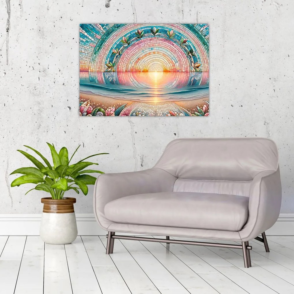Obraz na szkle – Mozaika zachodzącego słońca (70x50 cm)