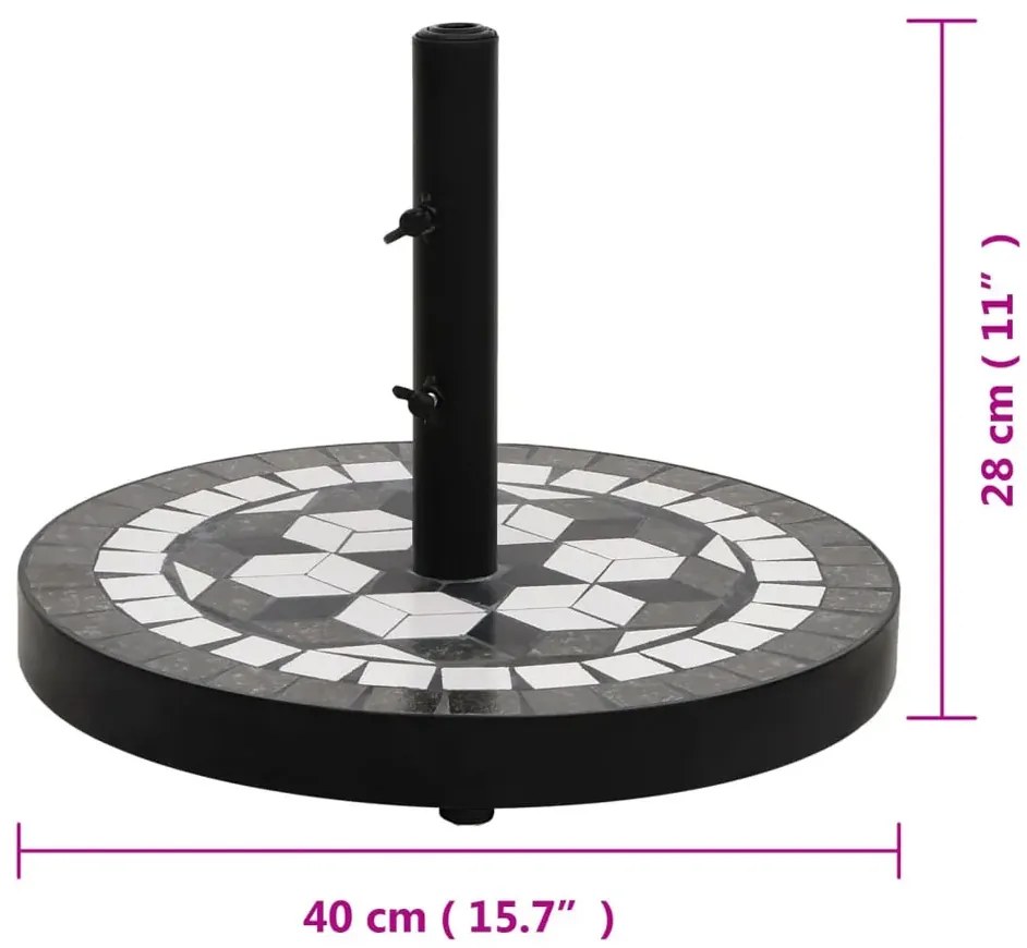Okrągła podstawa pod parasol ogrodowy terakota + czarny - Clovis