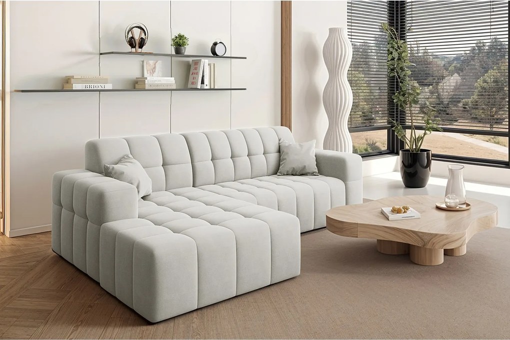 Narożnik w kształcie L NIMES, tkanina Portland, Biały, Lewy