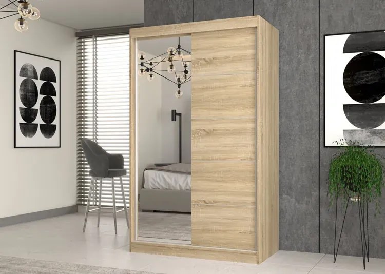 Dwudrzwiowa garderoba z lustrem 120 cm sonoma dąb Z6-B32