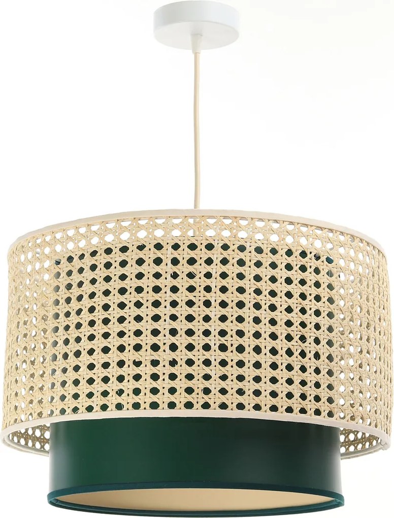 Rattanowa lampa wisząca z podwójnym abażurem Sierra
