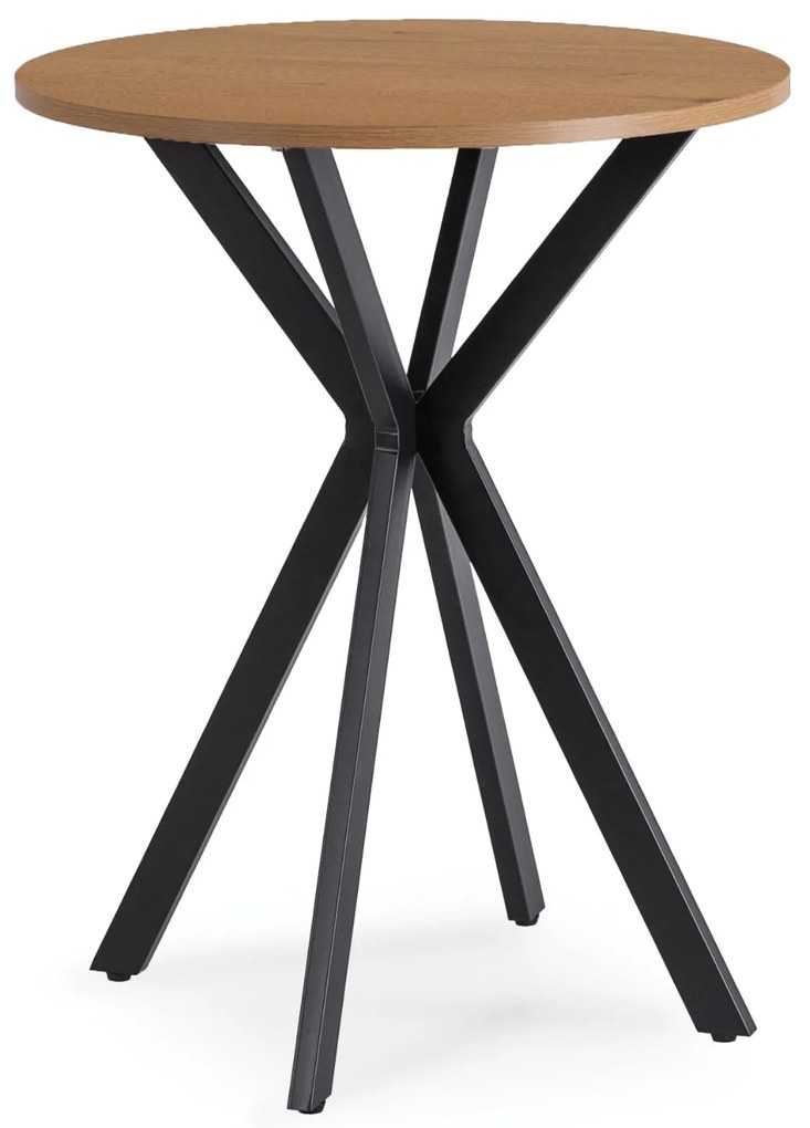 Stół Okrągły LAUREN 60 cm Dąb Złoty/Czarny Loft Nowoczesny