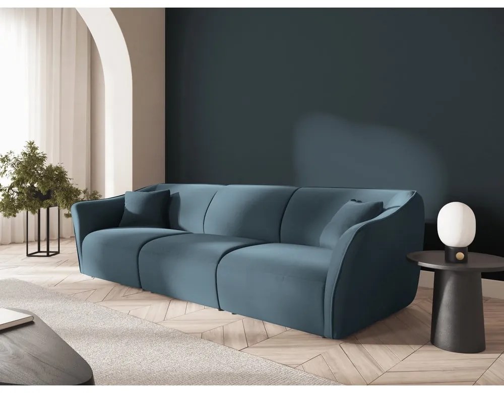 Niebieska aksamitna sofa 292 cm Tokyo – Cosmopolitan Design