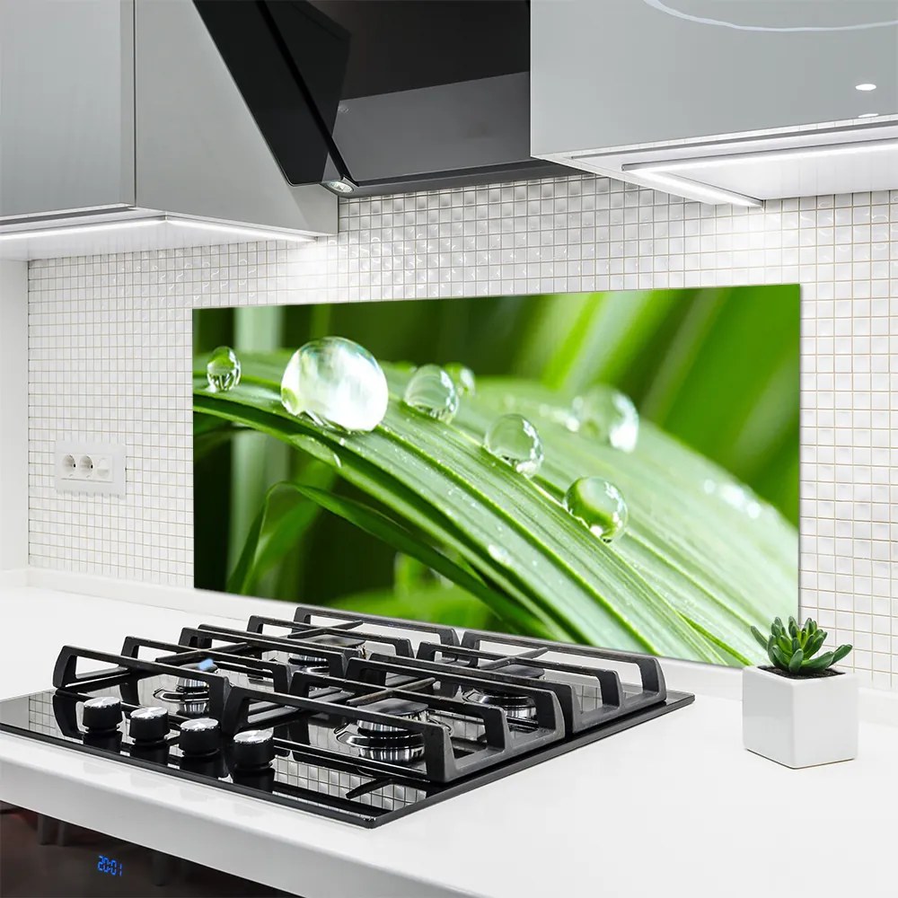 Szkło do Kuchni na Ścianę Kropla Rosy W Makrofotografii