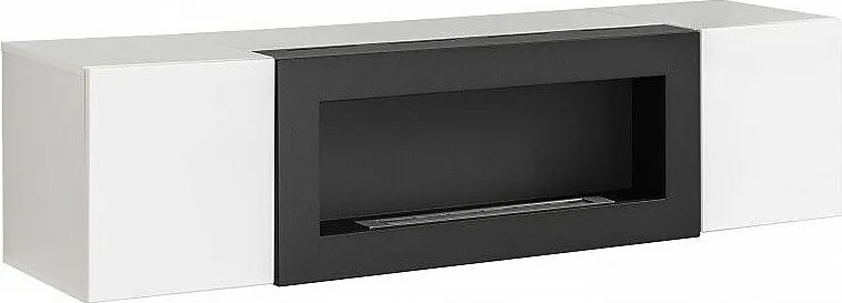 Komoda FLY 160 biały połysk/biały mat z biokominkiem