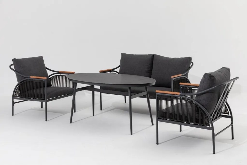 Doppler LUCCA antracyt ogrodowy zestaw wypoczynkowy 2+1+1