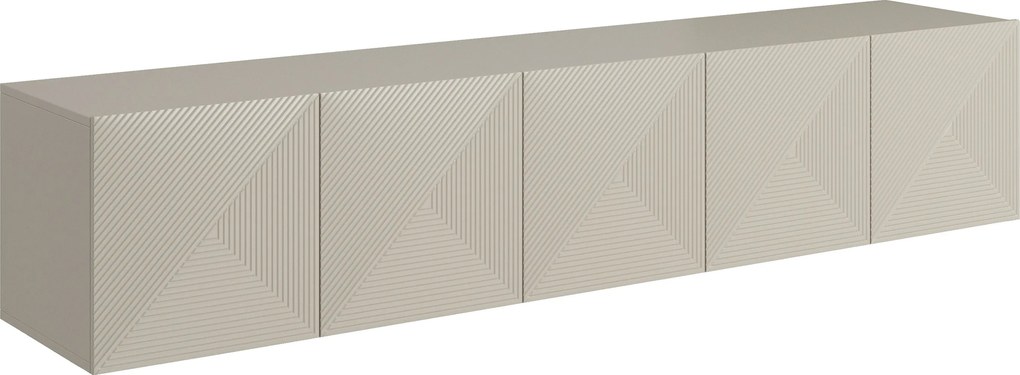 Szafka RTV wisząca Asha 200 cm z ryflowanym frontem - kaszmir