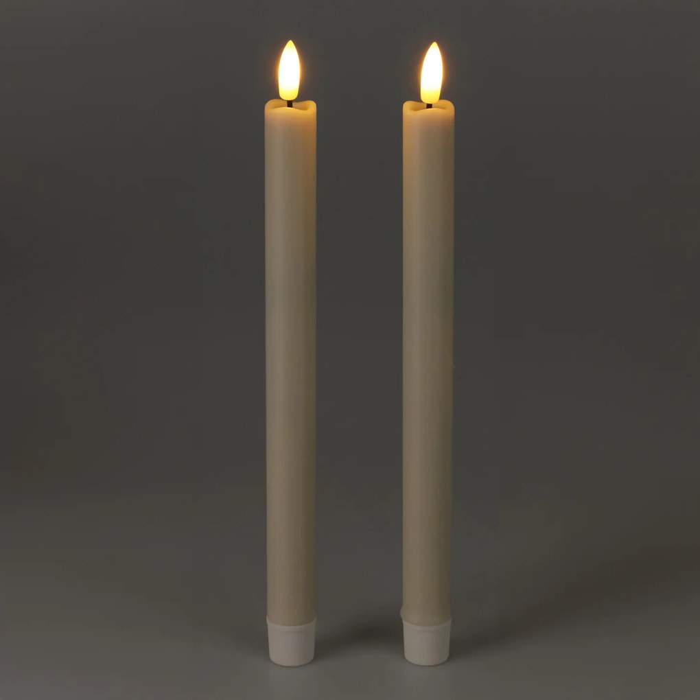 Woskowane świece stołowe z LED, 25 cm