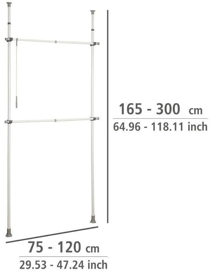 Stelaż do wieszania ubrań HERKULES BASIC WENKO, drążki teleskopowe do garderoby 2 poziomy