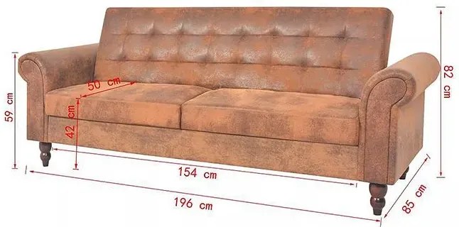 Rozkładana pikowana brązowa sofa Omnela