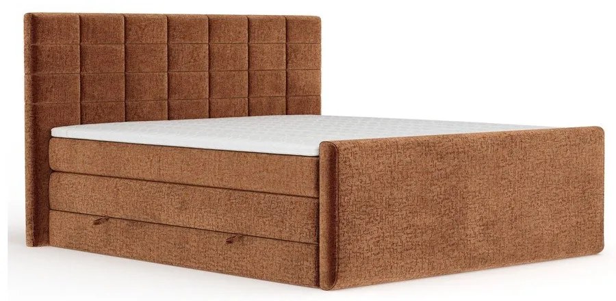 Pomarańczowe łóżko kontynentalne ze schowkiem 200x200 cm Ava – Maison de Rêve