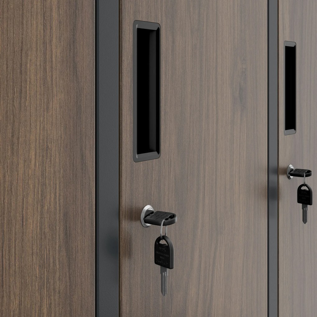 Szafa socjalna 6-drzwiowa IGOR, 900 x 1850 x 450 mm, Eco Design: antracytowa/ orzech