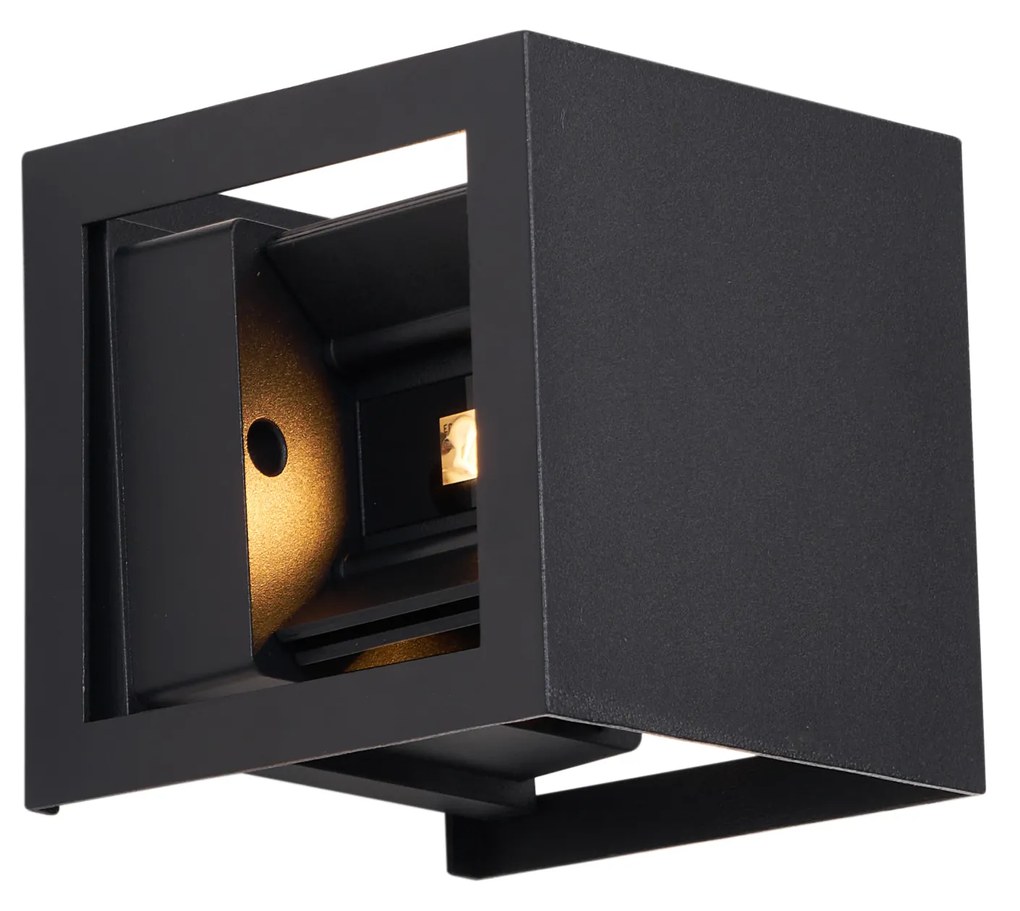 Zewnetrzna Nowoczesny Kinkiet / Lampa scienna czarny z LED IP44 - Edwin Quadro Nowoczesny Oswietlenie zewnetrzne