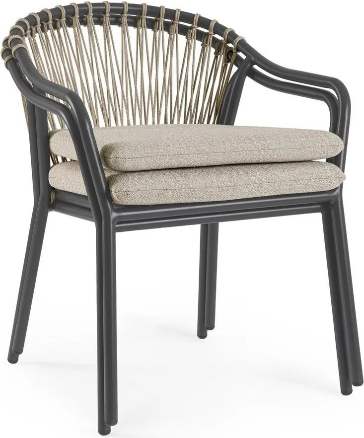 Jasnobrązowe metalowe krzesło ogrodowe Edvige – Bizzotto