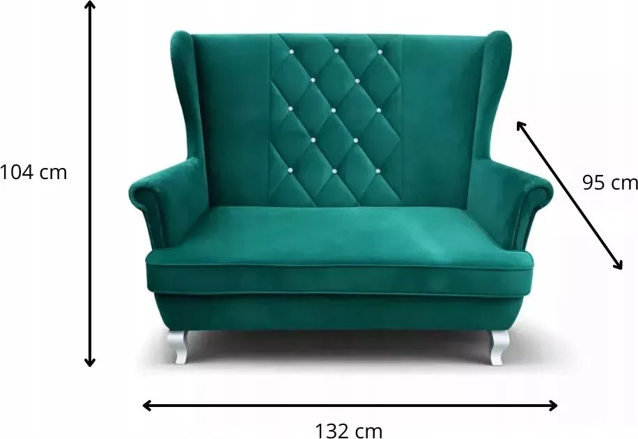 Skandynawska sofa uszak 2 osobowa z przeszyciami