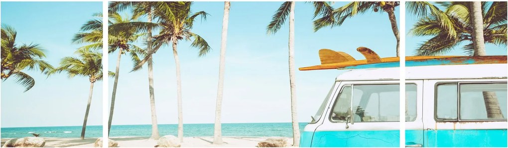 Obraz - Vintage van na plaży (170x50 cm)