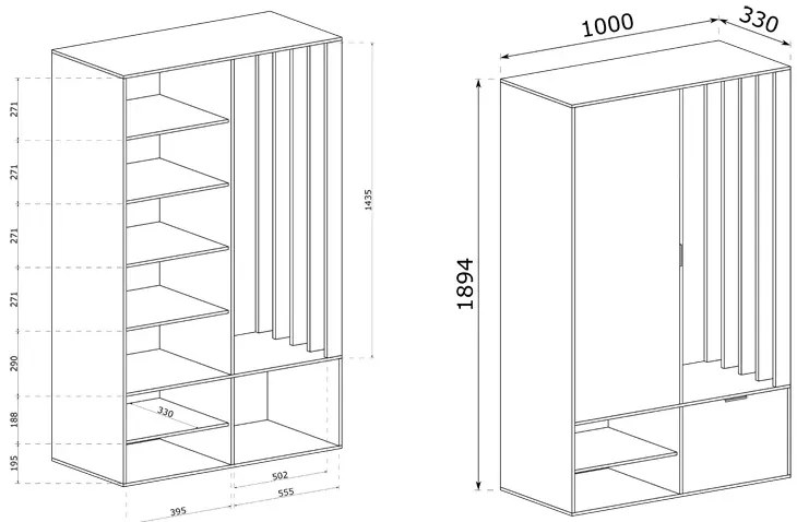 Garderoba z lustrem - S5-D51