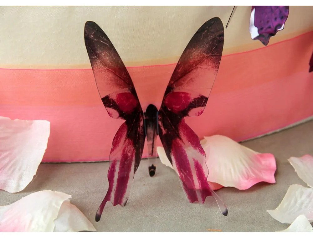 Zestaw 18 różowych adhezyjnych naklejek 3D Ambiance Butterflies