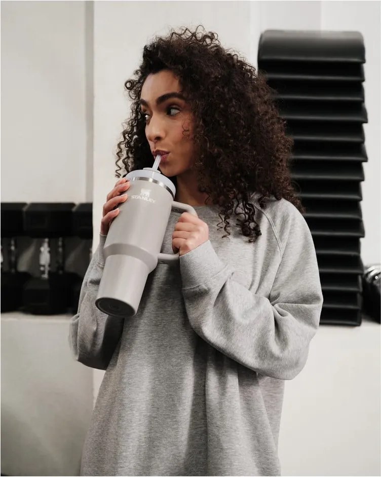 Jasnoszary termos ze słomką ze stali nierdzewnej 1,18 l Quencher H2.0 FlowState Tumbler Ash – Stanley