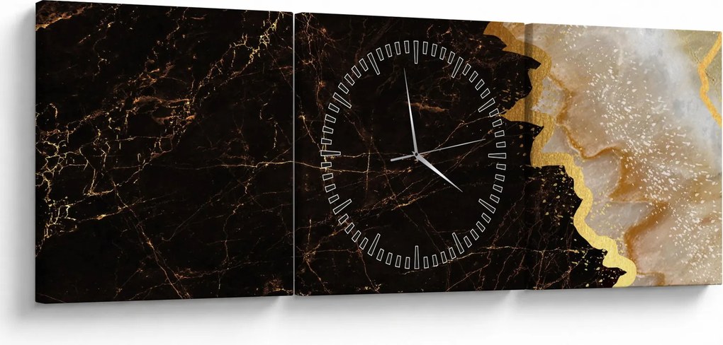 Obraz - Marmur (z zegarem) (90x30 cm)