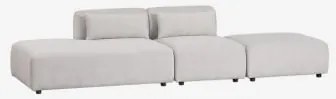 Sofa Modułowy 2-częściowy Z Lewym Szezlongiem I Pufem Fogler Tkaniny Jasnoszary - Sklum