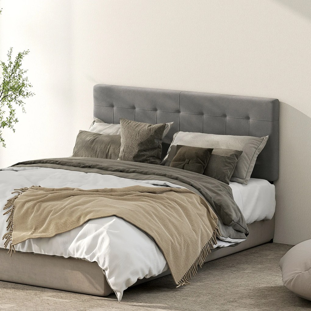 HOMCOM Zagłówek regulacja 3-stopniowa z metalowymi nogami aksamitny styl do sypialni 140x10x106/116/126 cm Szary | Aosom PL
