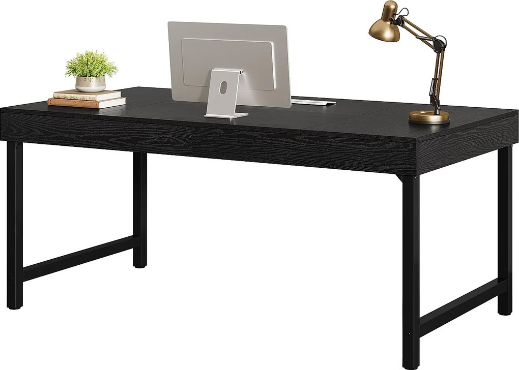 Biurko biurowe 140 cm, rustykalne, proste biurko pod laptopa z solidnymi metalowymi nogami