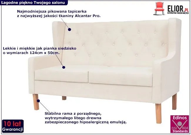 Dwuosobowa sofa Faselo 2C - kremowobiała