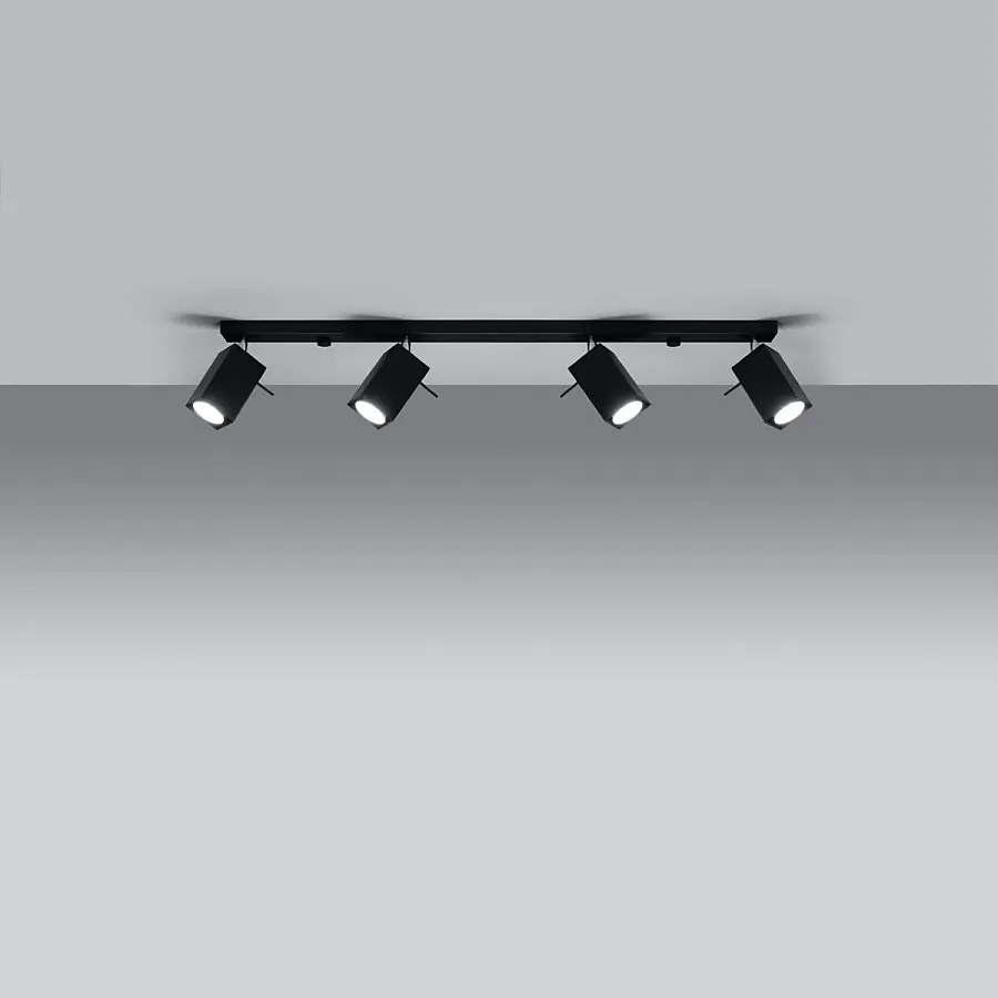 Plafony nowoczesny Briow, stal - 4 źródło światła 3000K - L.80 x H.16 cm - czarny