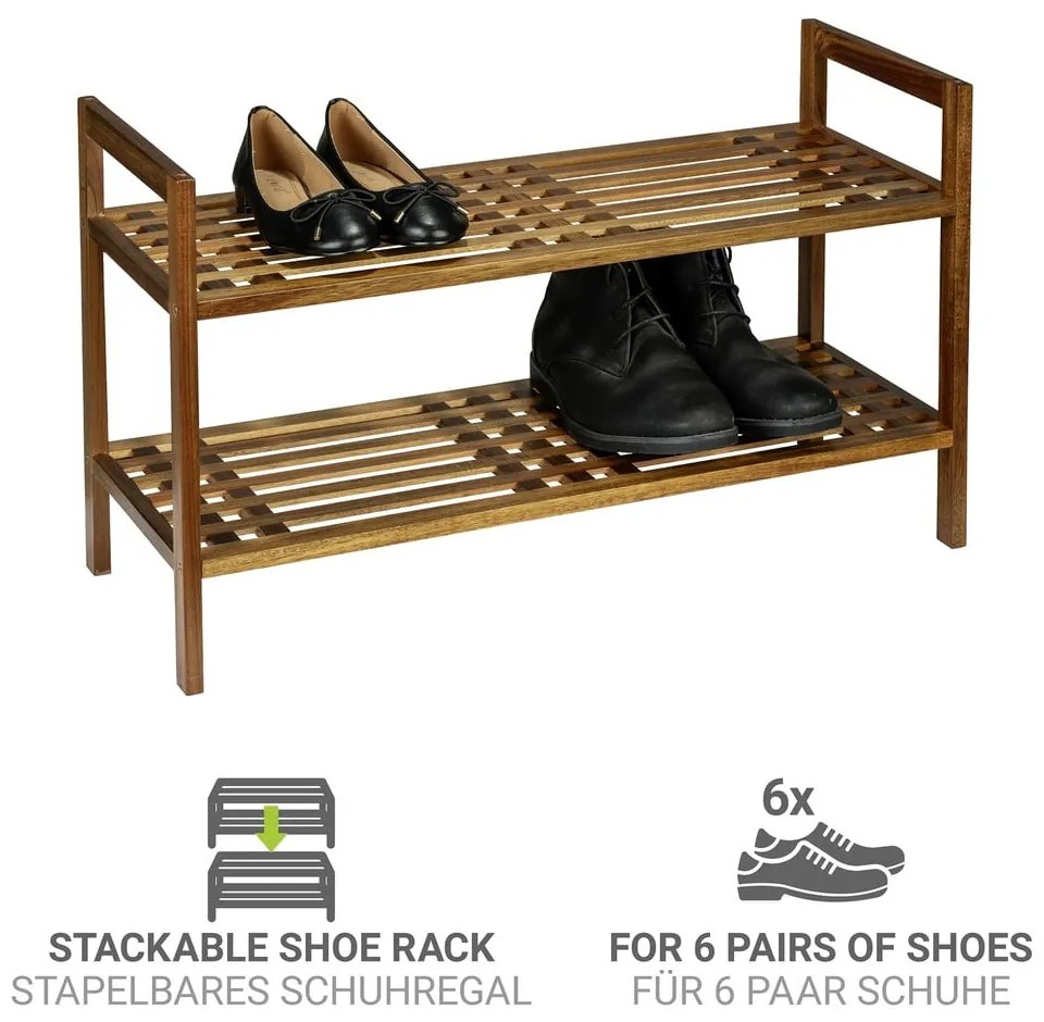 Regał na buty z litego drewna akacjowego w naturalnym kolorze 69x40,5x27 cm Fondi – Wenko
