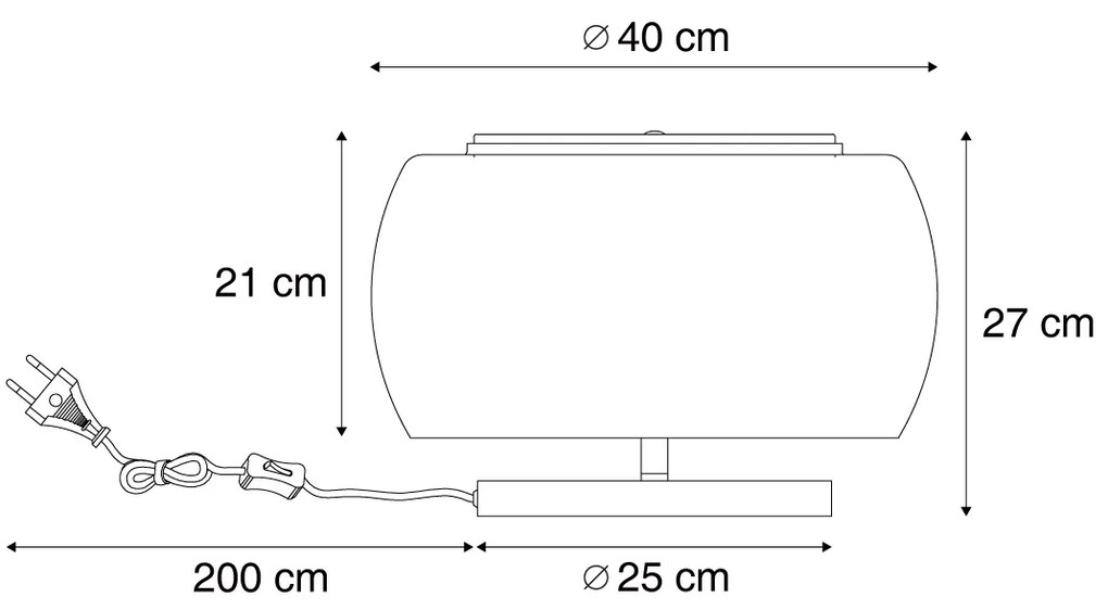 Designerska lampa stołowa czarna z przydymionym szkłem 2-punktowa - BinoDesignerski Oswietlenie wewnetrzne