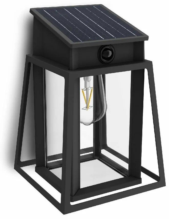 Philips Lysin UltraEfficient solarna lampa LED z czujnikiem, czarna, 3,2 W, 500 lm, 4000 K