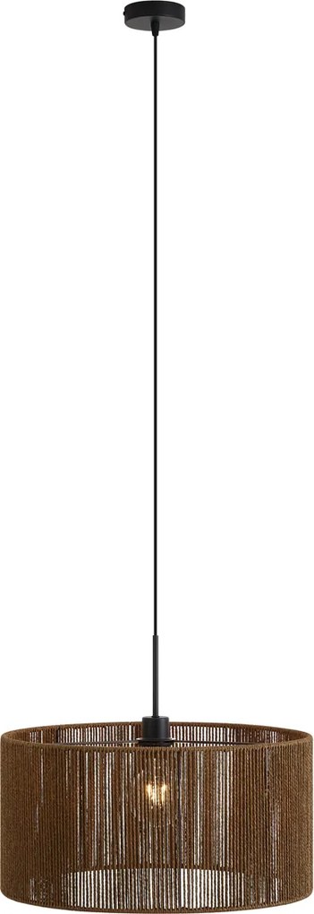 Hanglamp zwart met bruine papieren touw kap 50/50/25 - Combi 1