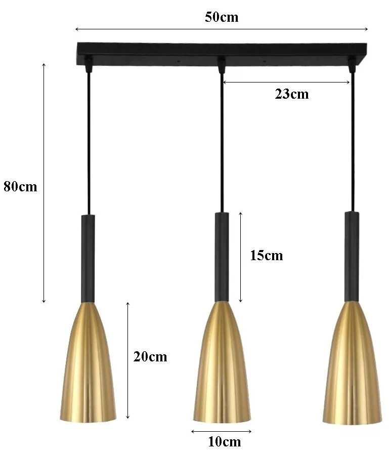 Lampa sufitowa metalowa z kloszem wiszącym AT38-3SZ-Złoto