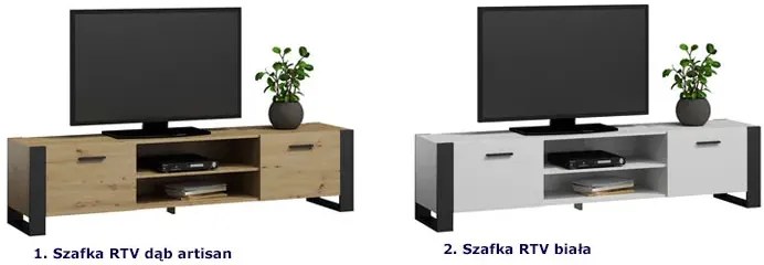 Biała nowoczesna szafka RTV 185 cm P1-T15