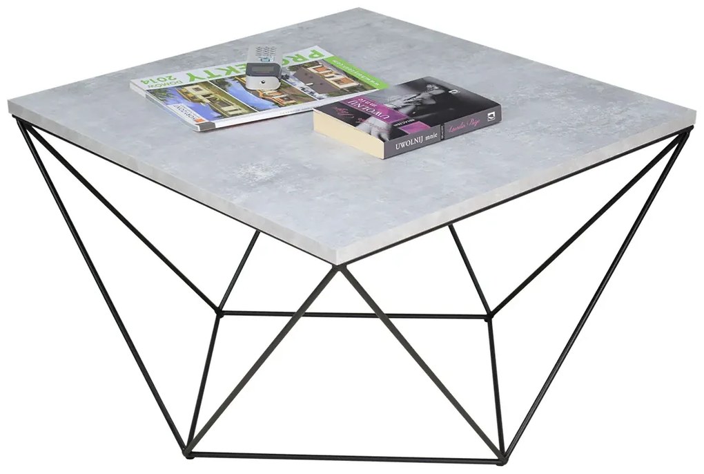Kwadratowy stolik kawowy beton + czarny D5-L20